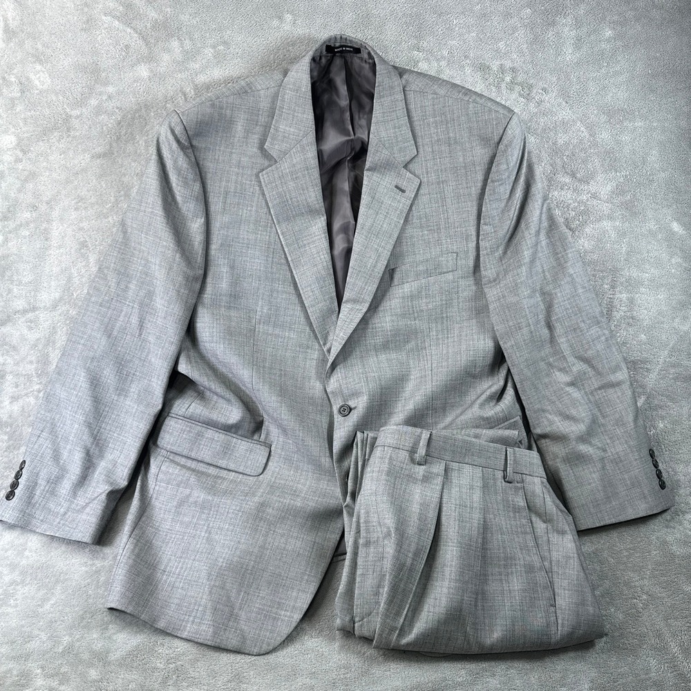 Lauren Ralph Lauren Suit Mens 46L Gray 100% Wool Pleated Pant